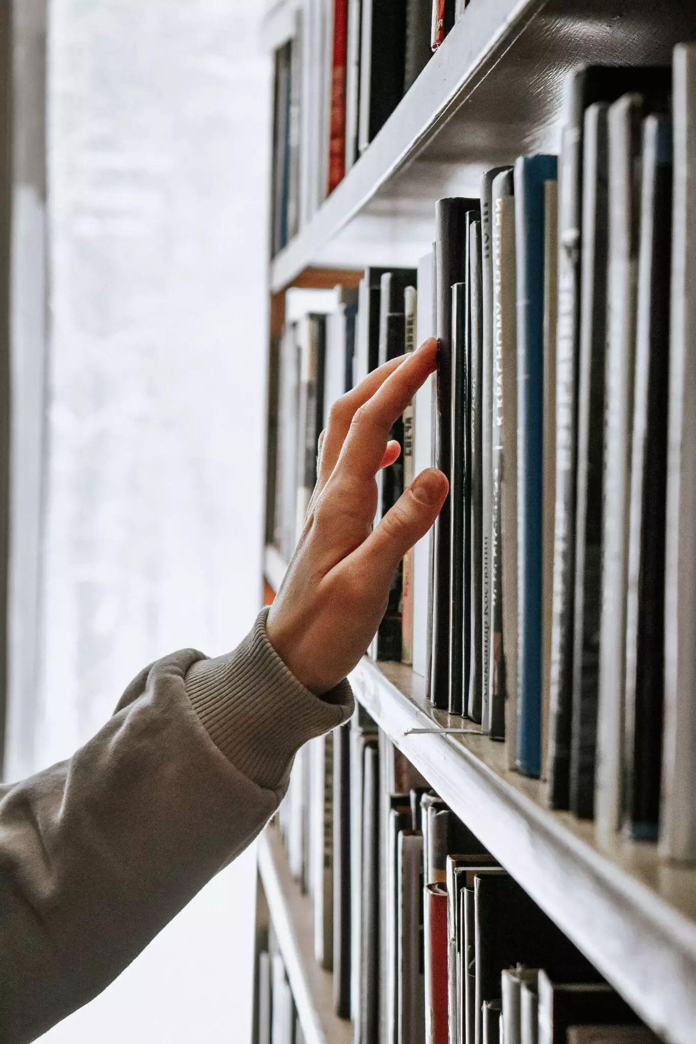 personne qui cherche des livres consacrés au cinéma