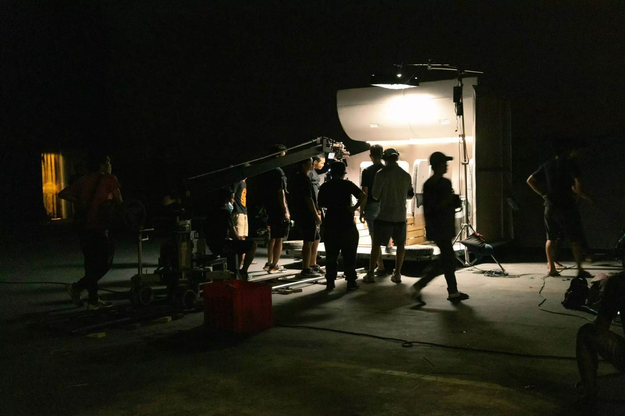 équipe de tournage qui tourne une scène
